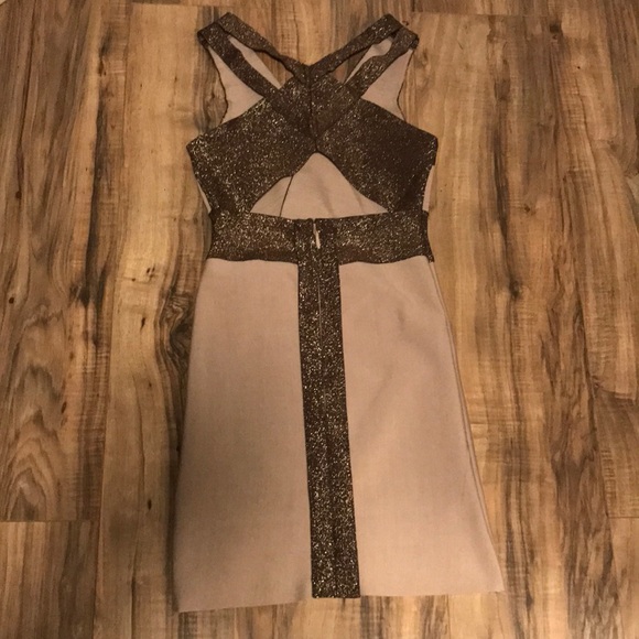 Forever 21 beige and brown glitter bandage bodycon dress - Picture 8 of 13